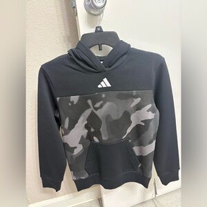 Adidas Kids Black and Gray Camo Hoodie